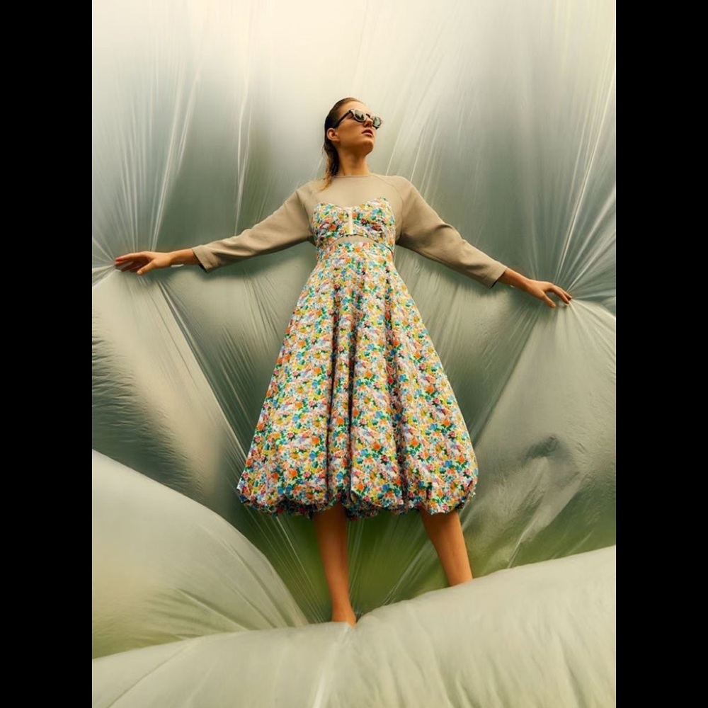 2021 Tibi floral bubble Skirt